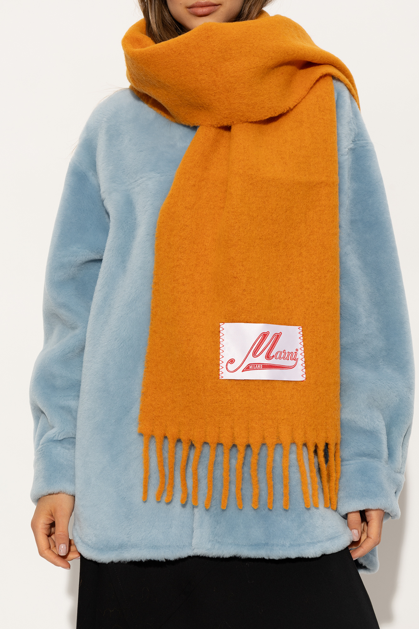 MARNI [Marni] FW24 Women’s Logo Patch Muffler SCMC0122Y0 UA SchaferandweinerShops | Marni logo-patch striped scarf